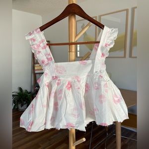 Selkie The Ruffle Apron Top in The Kiss on the Lips pattern size XL